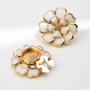 Large Shirt Button Covers, Buckle Drop Oil Flower White 1Pcs